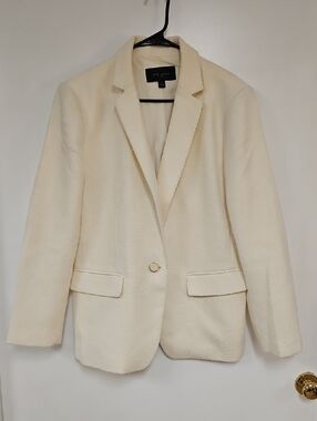 Ann Taylor Ivory Textured One-Button Blazer